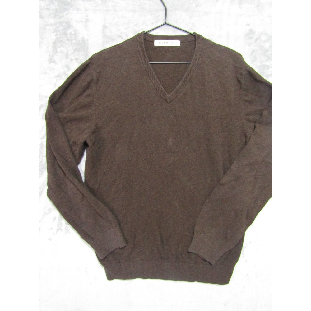 Old Navy V-Neck‎ Sweater Mens Large Brown Good Cotton Long Sleeve Solid